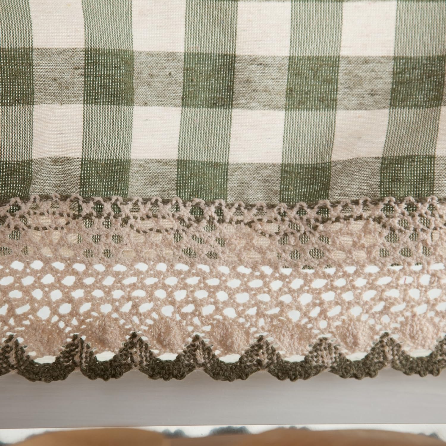 Buffalo Check Tier Pair Curtains - 58x24 Inch Taupe Ivory Plaid
