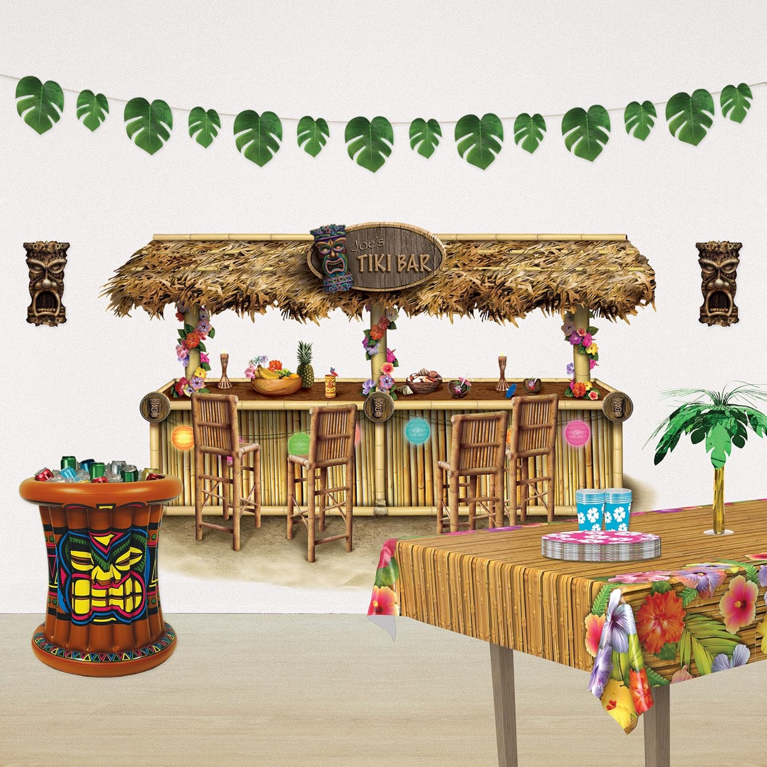 Beistle 2 Piece Inflatable Tiki Coolers Hawaiian Theme