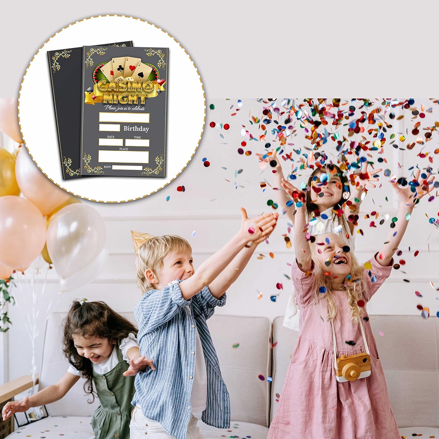 Casino Birthday Invitations with Envelopes 20 Pack