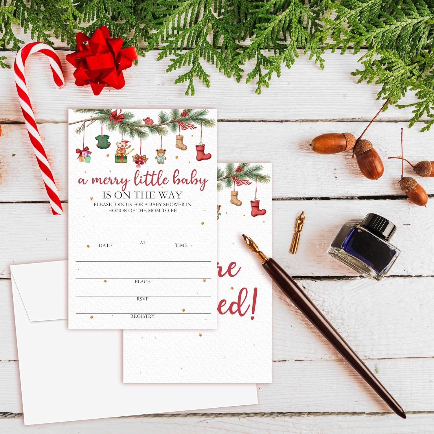 Winter Baby Shower Invitations for Boy Girl 25 with Envelopes