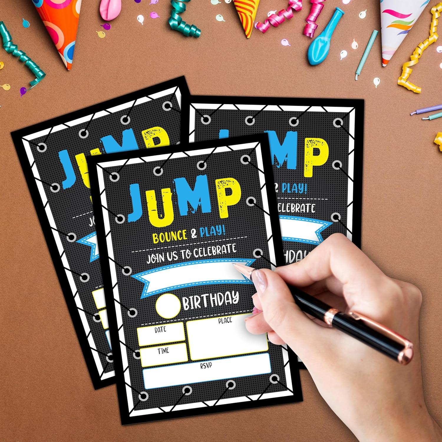 CLIRBE Trampoline Birthday Party Invitations 20 Pieces with Envelopes