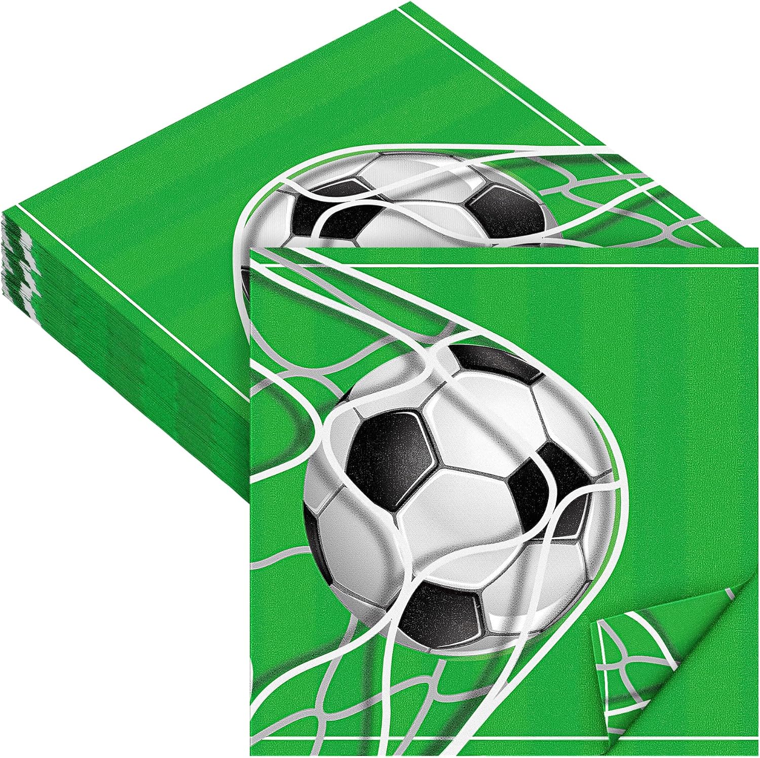 Aodaer 48 Piece Soccer Themed Paper Napkins