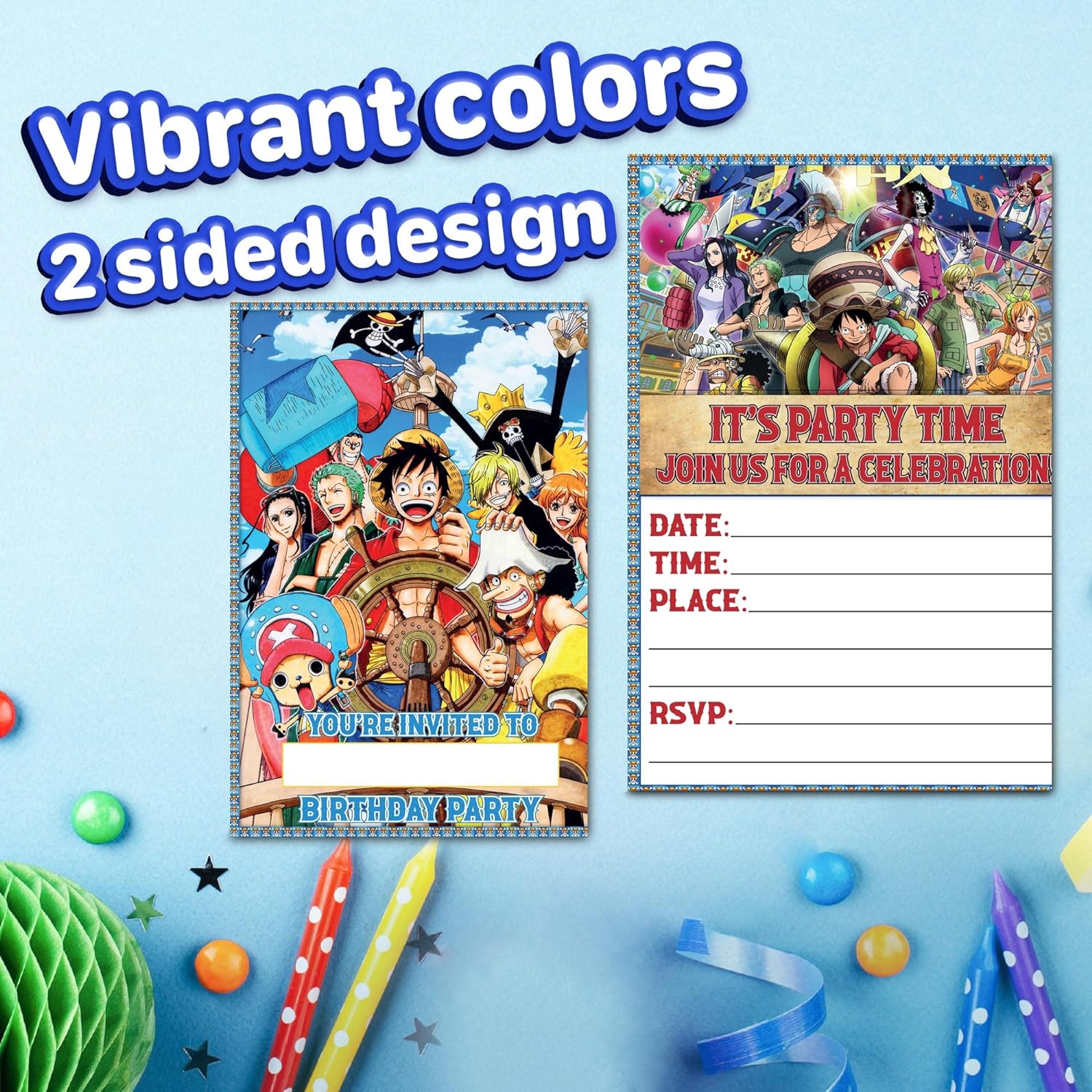 ENDLESS CHOICES 20 Piece Anime Birthday Invitations and Envelopes